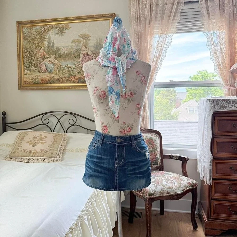 floral bandana‎ scarf  90s pastel floral bandana scarf